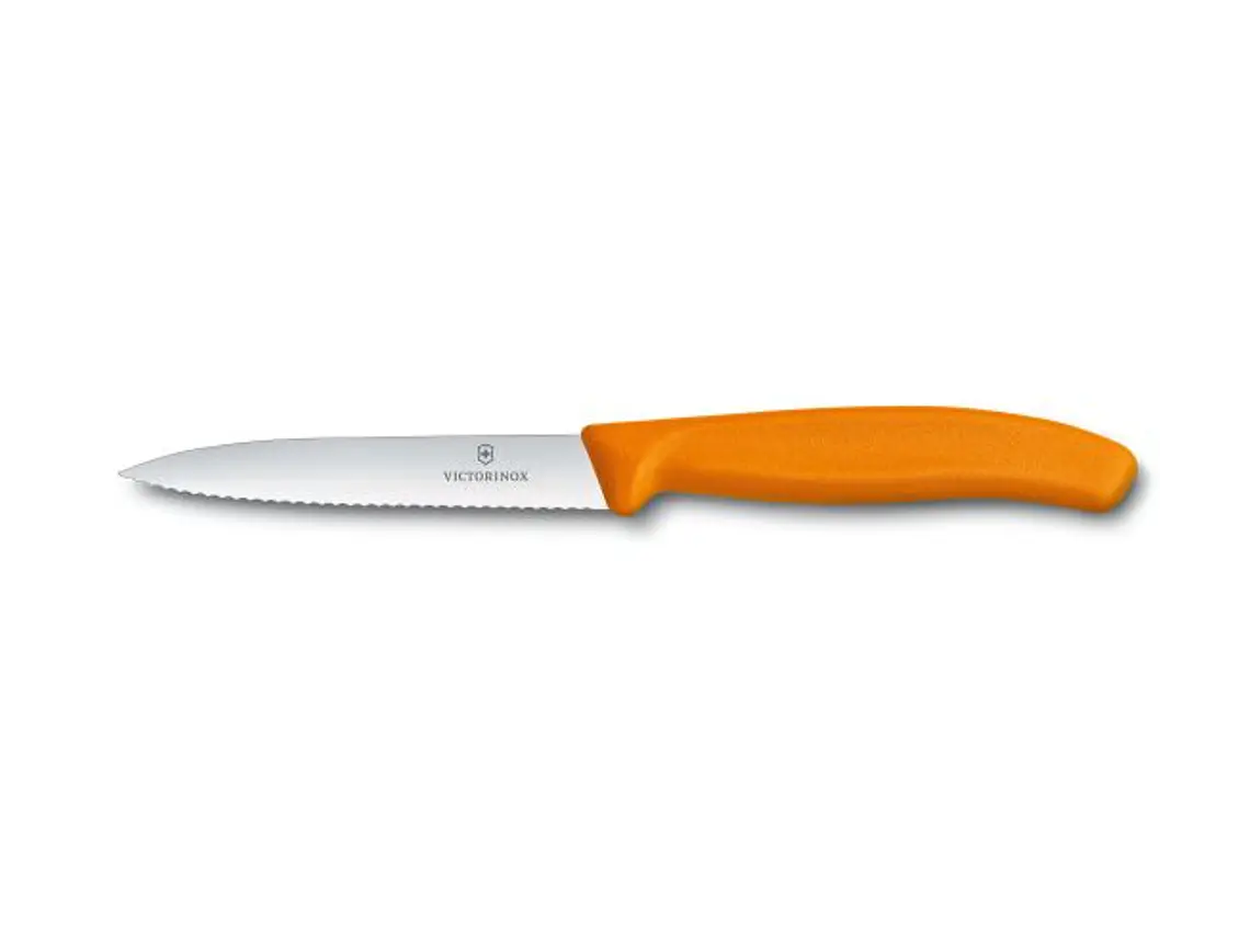 Cuchillo Pelador. Puntilla. Filo Dentado. Naranjo. Hoja 80 mm. 1