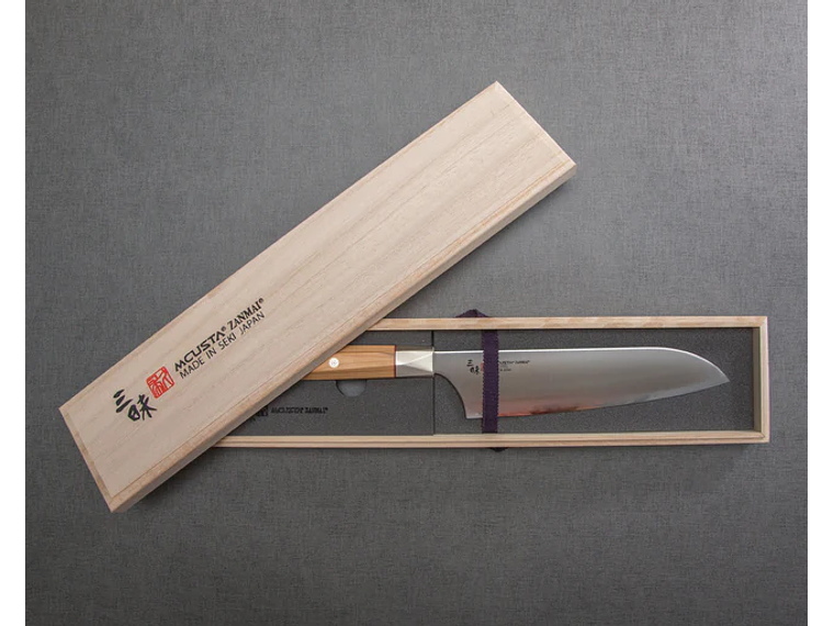 Mcusta Zanmai, cuchillo Santoku hoja 180 mm  6