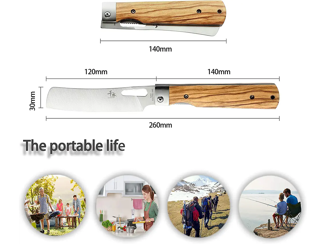 Cuchillo Nakiri. Plegable. Hoja 120 mm. 2