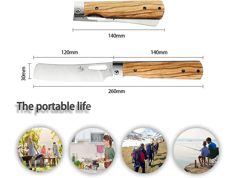 Cuchillo Nakiri. Plegable. Hoja 120 mm. 2