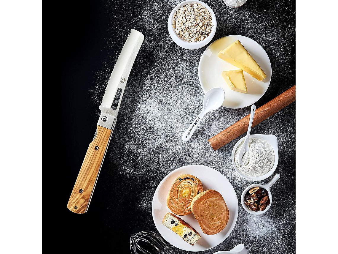 Senbon cuchillo para pan plegable acero inoxidable 440A hoja de 105 mm  3