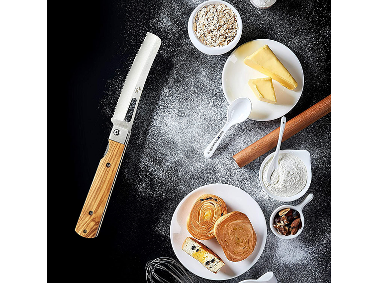 Senbon cuchillo para pan plegable acero inoxidable 440A hoja de 105 mm  3