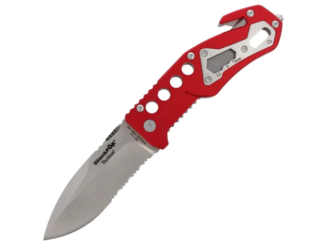 Navaja Plegable. Táctica y Rescate. Rojo. Hoja 9 cm. 1