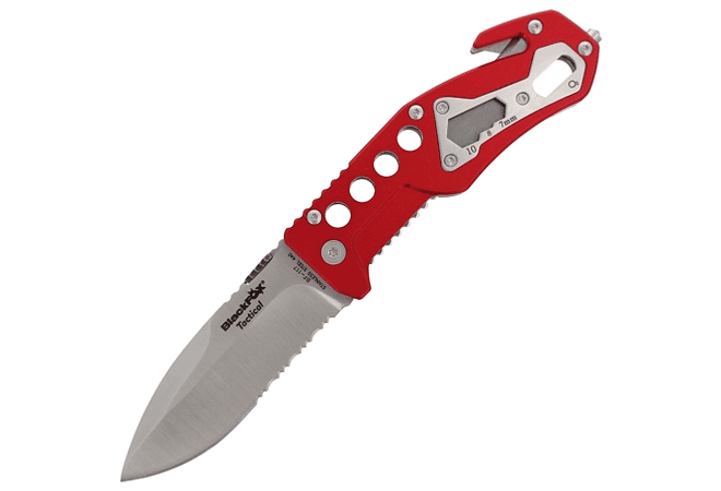 Fox línea Blackfox cuchillo de rescate hoja de 9 cm color rojo