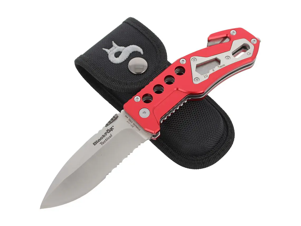 Navaja Plegable. Táctica y Rescate. Rojo. Hoja 9 cm. 2