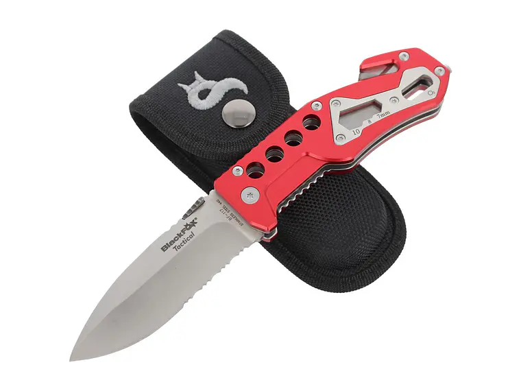 Navaja Plegable. Táctica y Rescate. Rojo. Hoja 9 cm. 2