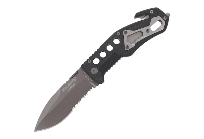 Fox línea Blackfox cuchillo de rescate hoja de 9 cm color negro