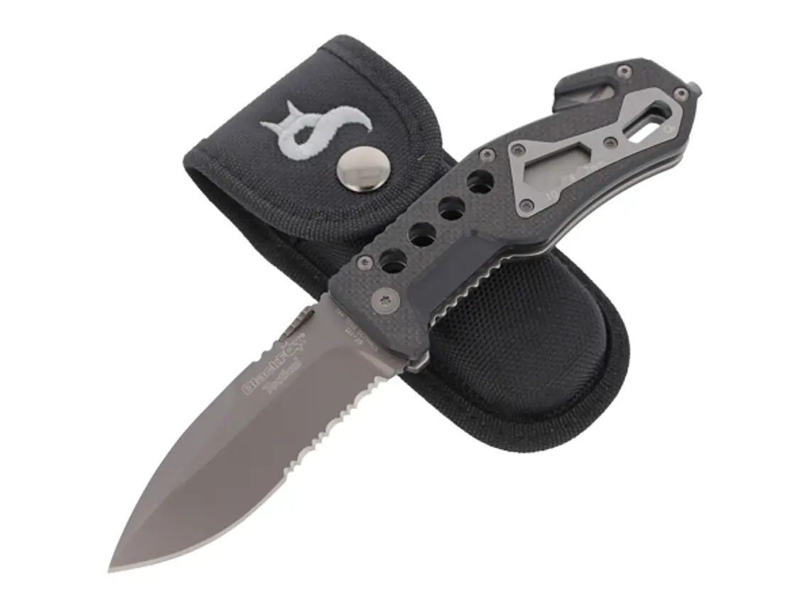 Navaja Plegable. Táctica y Rescate. Negro. Hoja 9 cm. 2