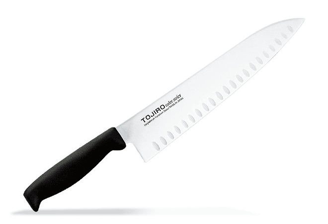 TOJIRO Color, MoVa Steel with Dimples, CHEF Knife 240mm HACCP Black, F-267BK