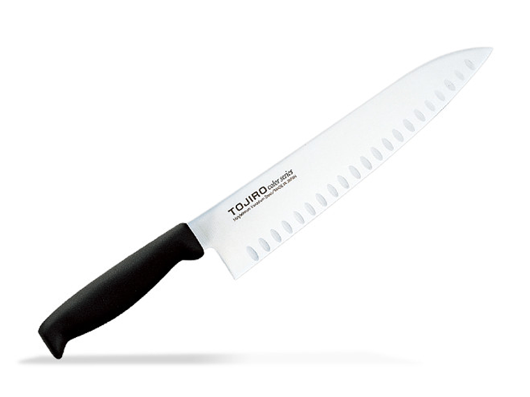 TOJIRO Color, MoVa Steel with Dimples, CHEF Knife 240mm HACCP Black, F-267BK 1
