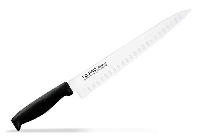 TOJIRO Color, MoVa Steel, Slicer with Dimples 270mm HACCP Black, F264BK