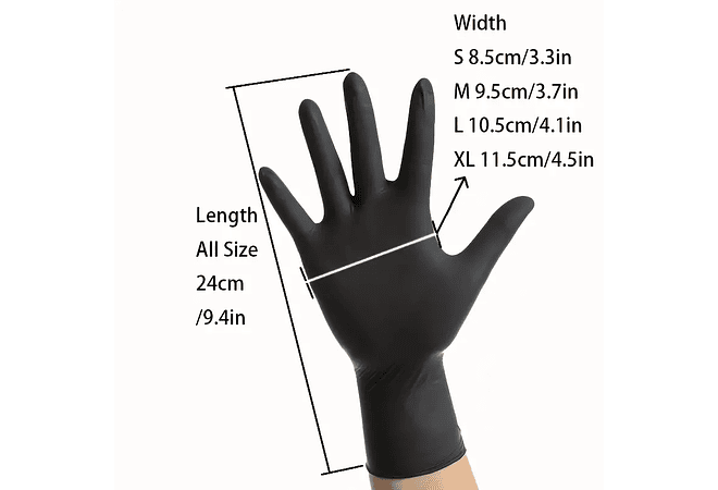 Guantes de vinilo nitrilo color negro desechables talla L (caja 100 unidades)
