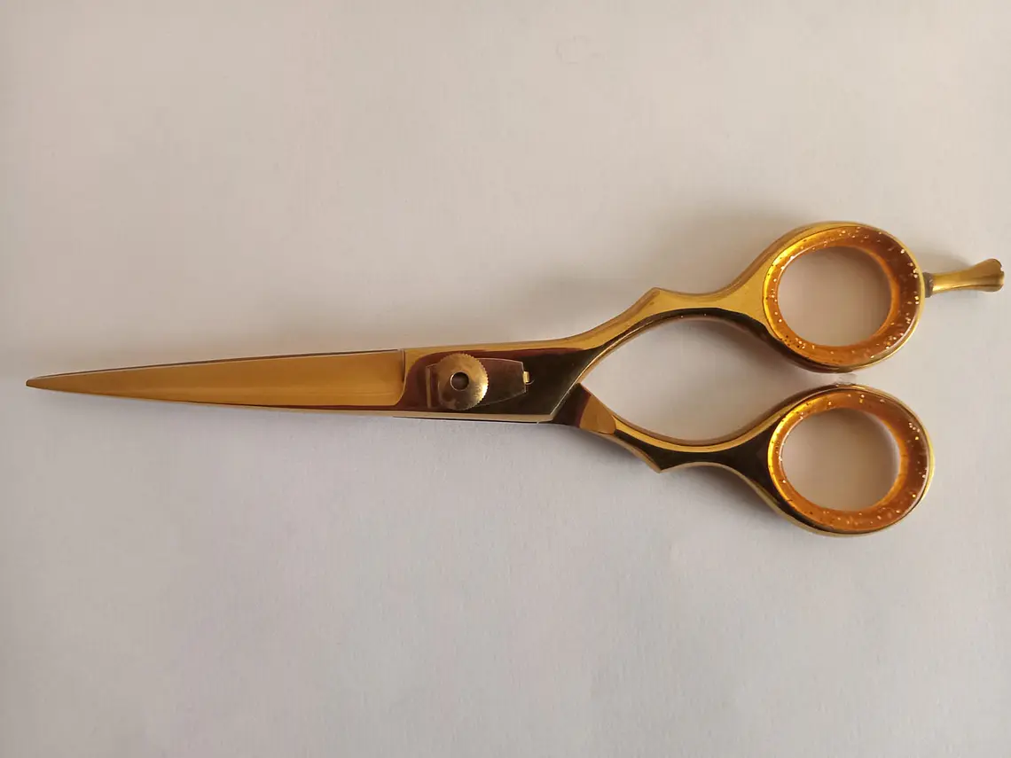 Tijeras de Corte Recto. Estilista Profesional. Dorada. 6 in. 1