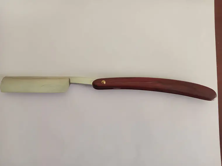 Navaja para Barba. Mango Terracota Marmoleado. Hoja 3 in. 1