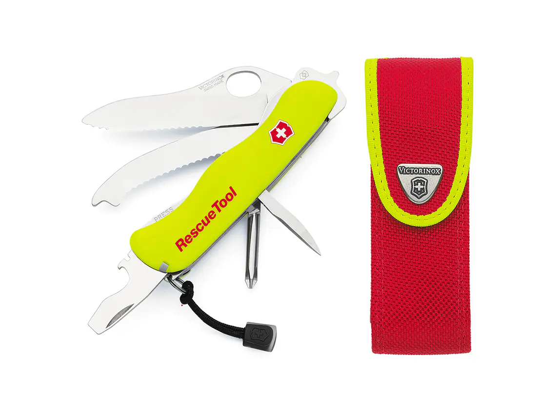 Navaja Plegable Rescue Tool. Amarillo. 13 funciones. Hoja 9,5 cm. 1