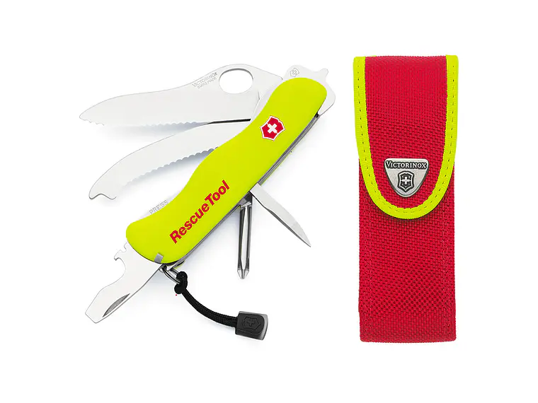 Navaja Plegable Rescue Tool. Amarillo. 13 funciones. Hoja 9,5 cm. 1