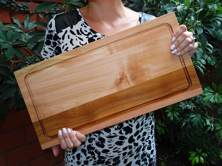 TABLA MADERA, COCINA mediana, para CARNE, Linea Recta, 100% FSC, LENGA 2