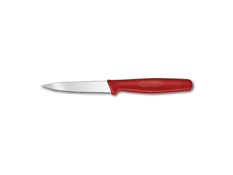Cuchillo Pelador. Puntilla. Filo Dentado. Rojo. Hoja 80 mm. 1