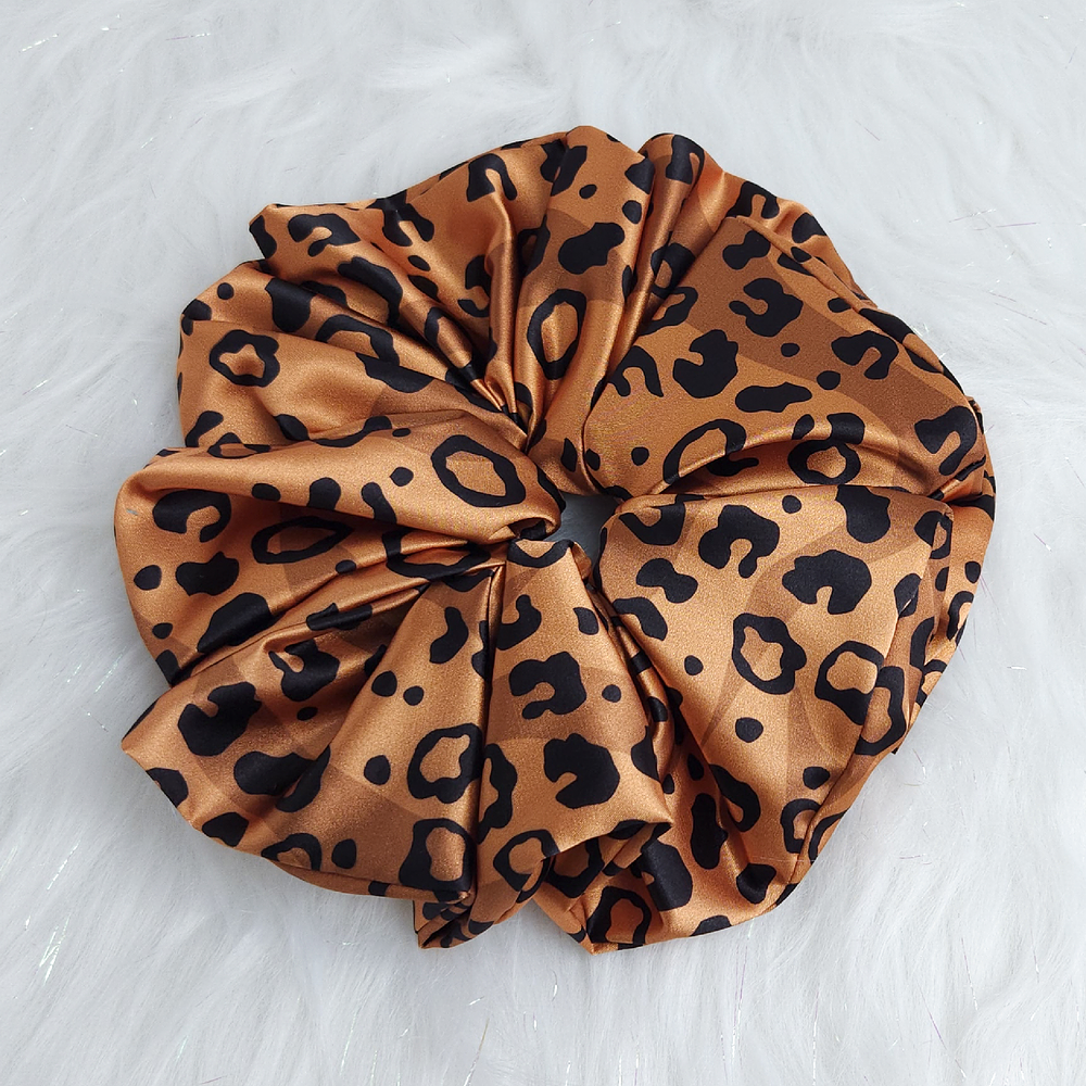 Scrunchie Satín - Animal print leopardo