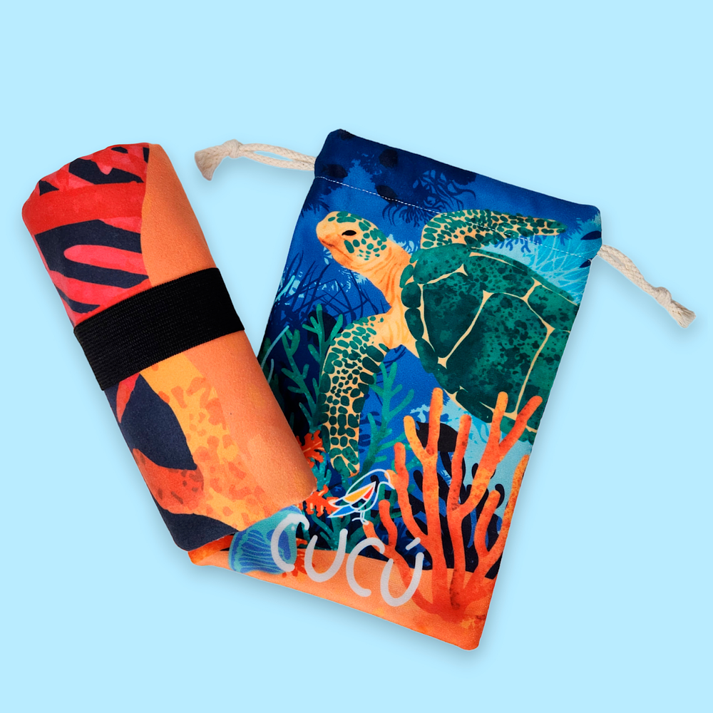 Toalla de microfibra viajera • Tortuga verde