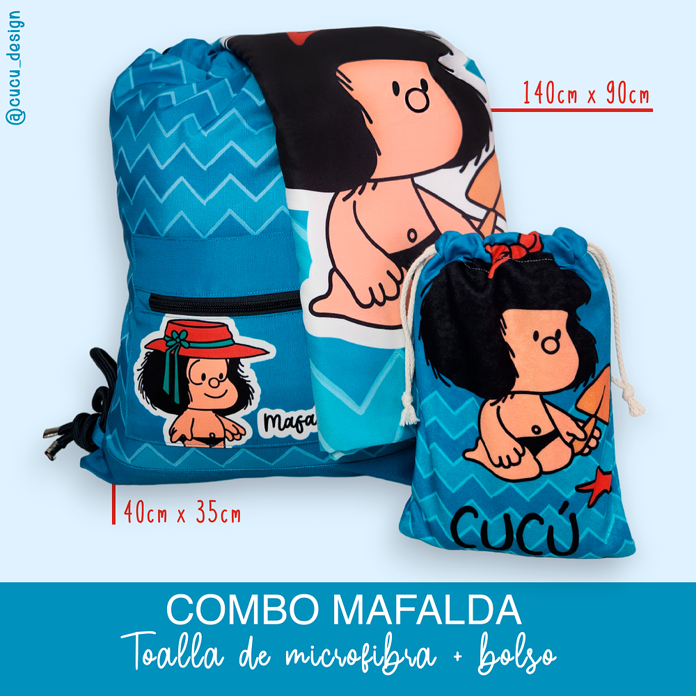 <b>BAJO PEDIDO</b> - Combo Toalla + bolso Mafalda