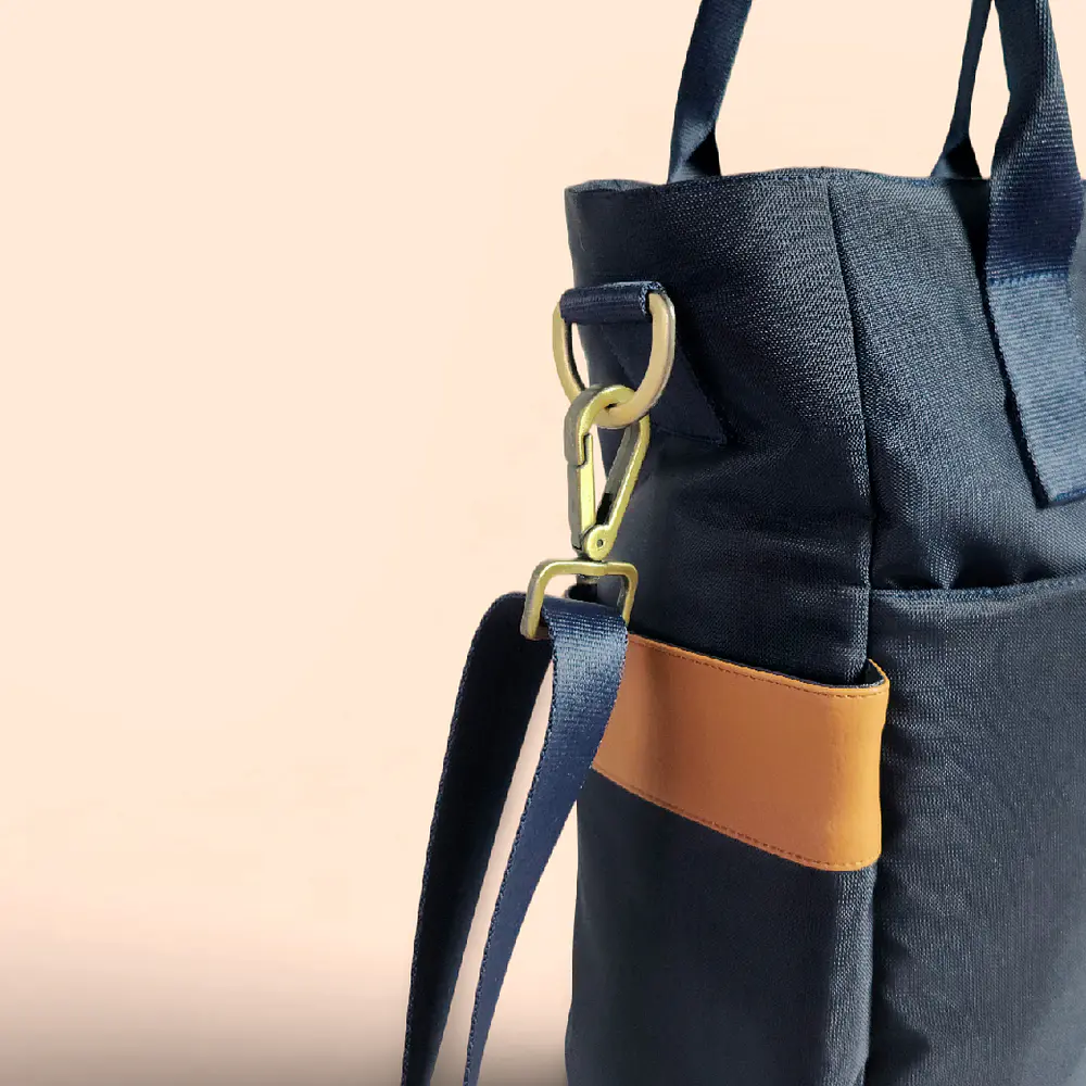 Tote Mykonos • Azul / caramelo