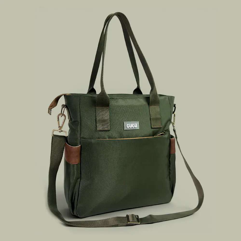 Tote Mykonos • Verde militar / tabaco