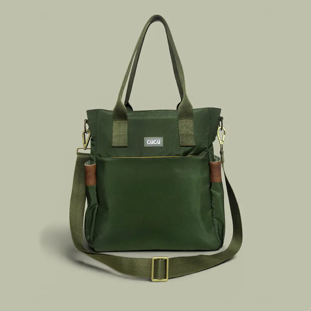 Tote Mykonos • Verde militar / tabaco