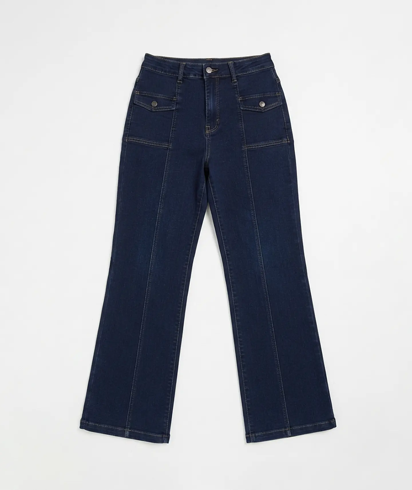 Jeans Wide Leg Mujer Tiro Alto Azul Marino 3