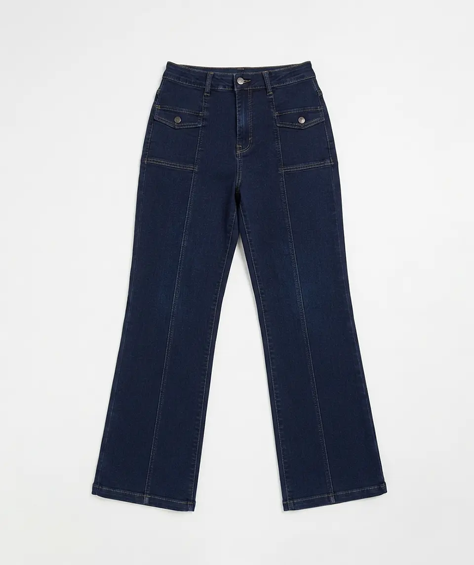 Jeans Wide Leg Mujer Tiro Alto Azul Marino 3