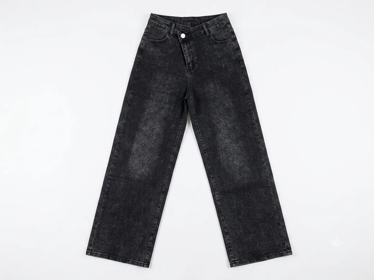 Jeans Wide Leg Mujer Tiro Alto Grafito Lavado Pretina Cruzada 3