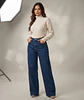 Jeans Palazo Mujer Tiro Alto Azul Marino - Miniatura 1