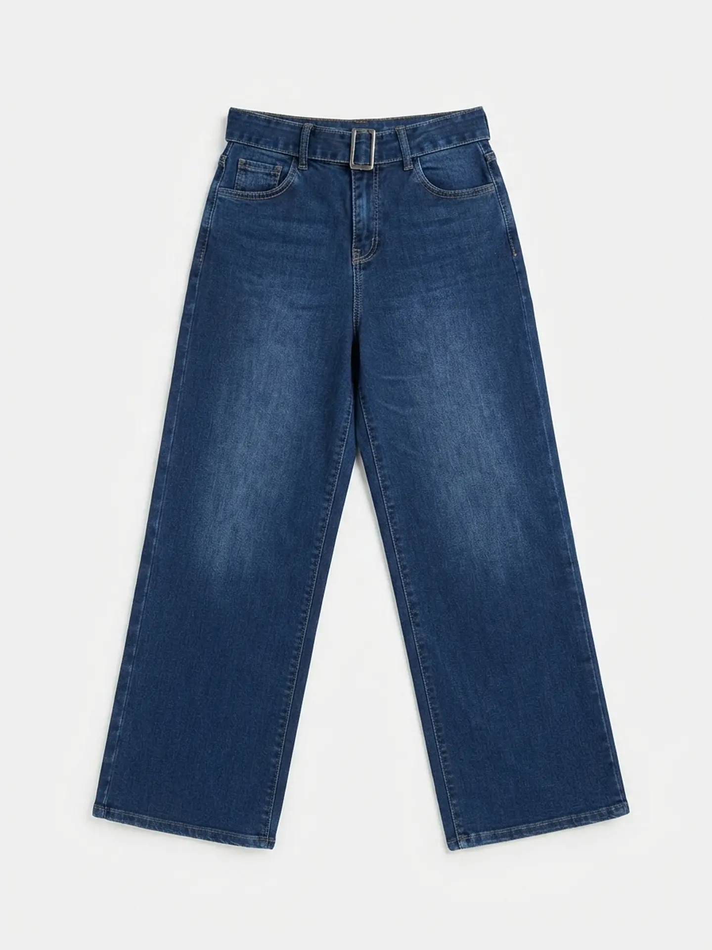 Jeans Wide Leg Mujer Azul Focalizado con Cinturón 3
