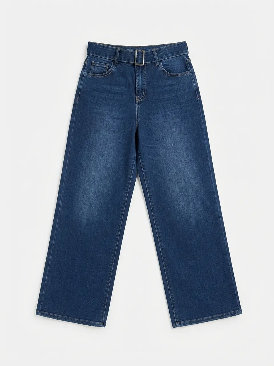 Jeans Wide Leg Mujer Azul Focalizado con Cinturón 3