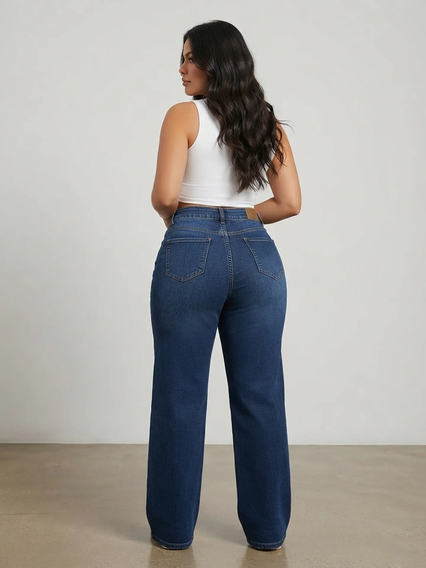 Jeans Wide Leg Mujer Azul Focalizado con Cinturón 2