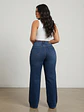 Jeans Wide Leg Mujer Azul Focalizado con Cinturón - Miniatura 2
