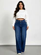 Jeans Wide Leg Mujer Azul Focalizado con Cinturón - Miniatura 1