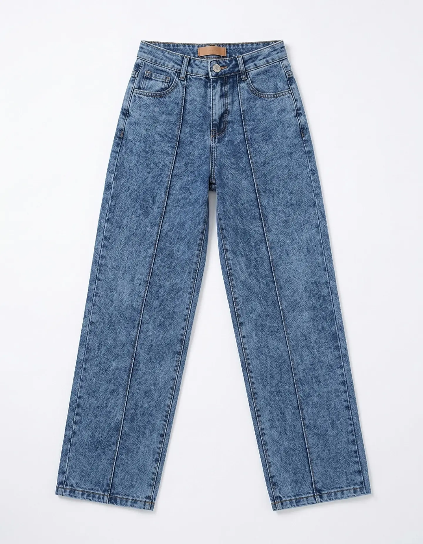Jeans Wide Leg Mujer Tiro Alto Azul Nevado Linea Frontal 2