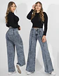 Jeans Palazo Mujer Tiro Alto Gris Nevado Linea Frontal - Miniatura 1