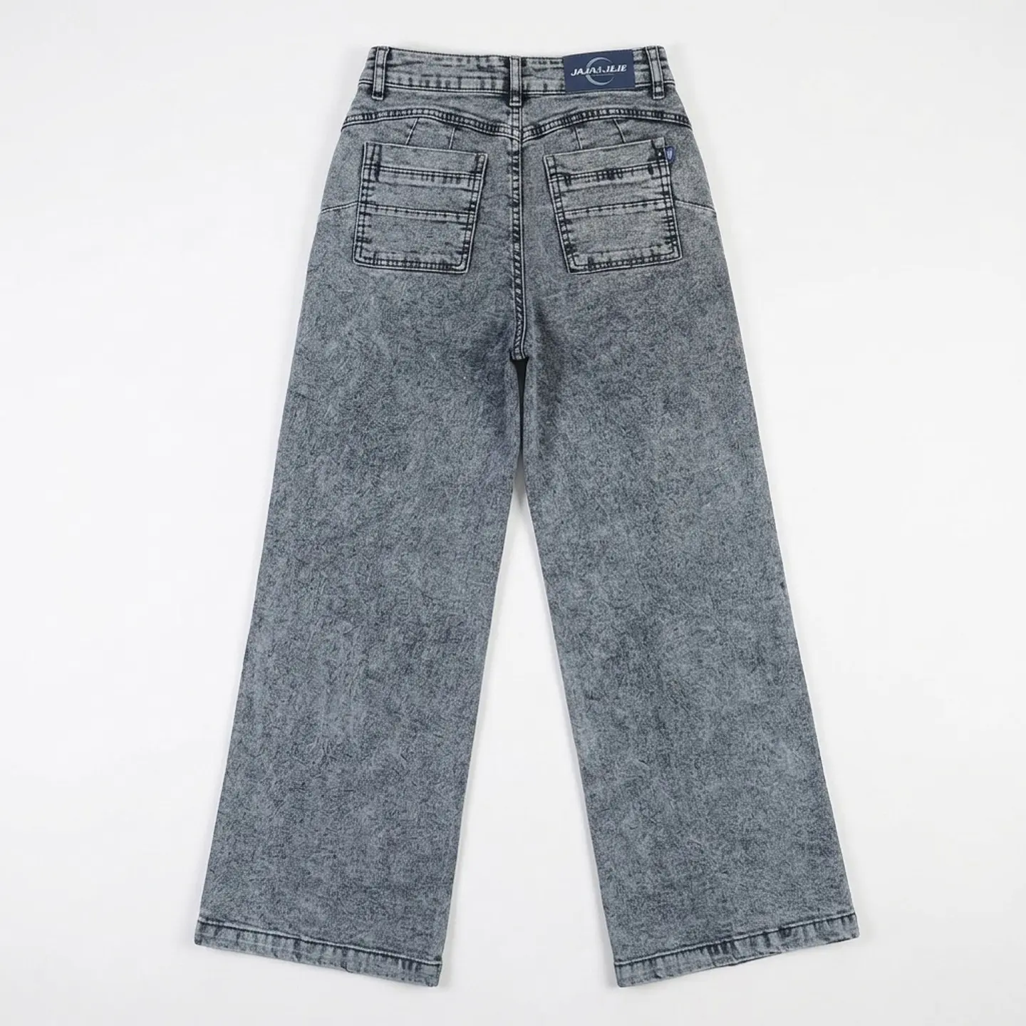 Jeans Palazo Mujer Tiro Alto Gris Nevado Linea Frontal 3