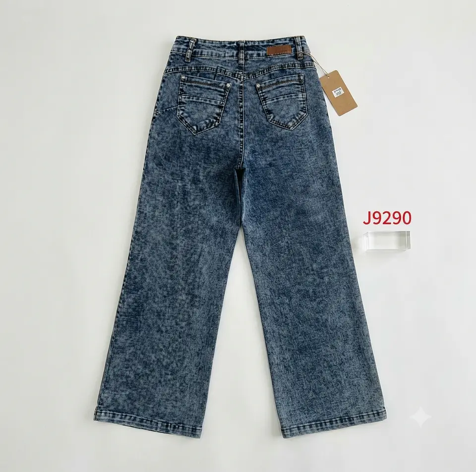 Jeans Wide Leg Azul Nevado Elasticado 4