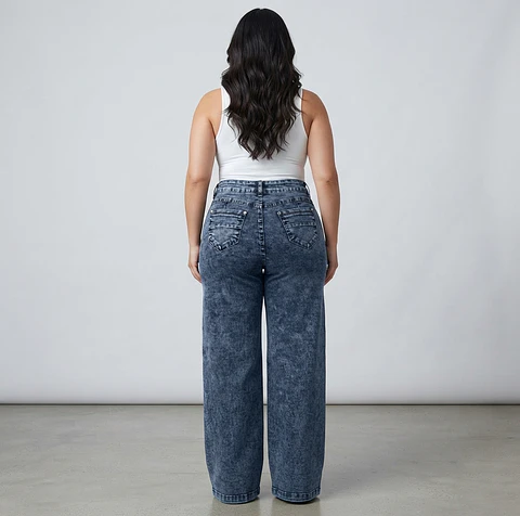 Jeans Wide Leg Azul Nevado Elasticado
