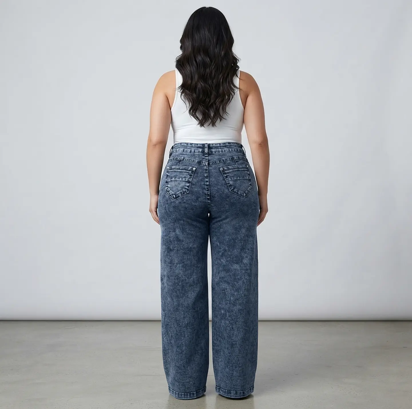 Jeans Wide Leg Azul Nevado Elasticado 2