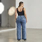 Jeans Wide Leg Mujer Tiro Alto Azul Jaspeado Basta Descocida - Miniatura 2