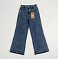 Jeans Wide Leg Mujer Tiro Alto Azul Jaspeado Basta Descocida - Miniatura 3