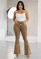 Jeans Flare Acampanado Beige Nevado con Push-Up - Miniatura 1