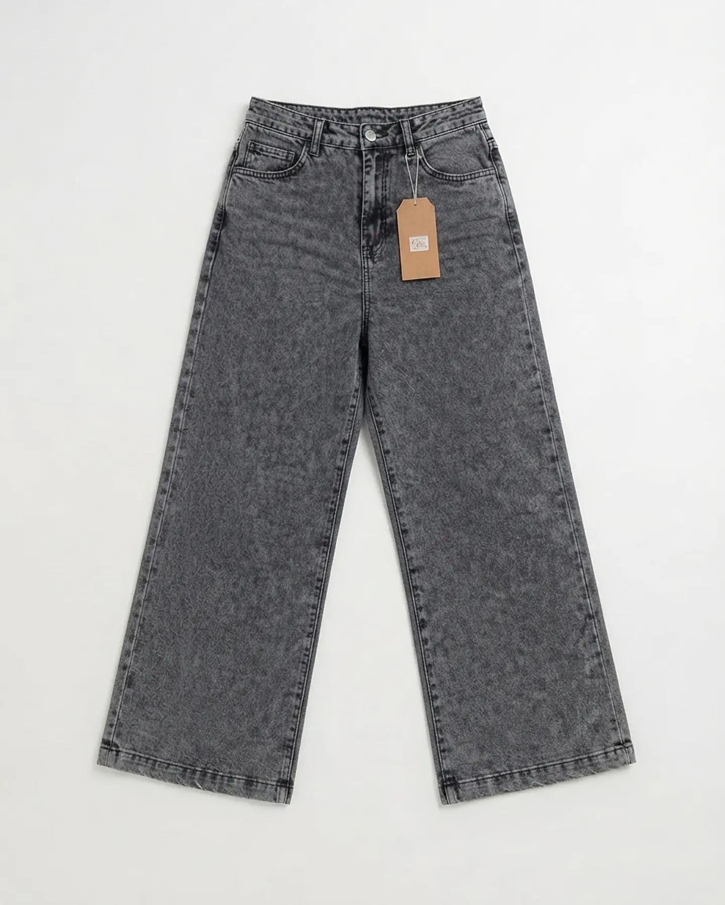Jeans Palazo Tiro Alto Mujer Gris Grafito Jaspeado 3