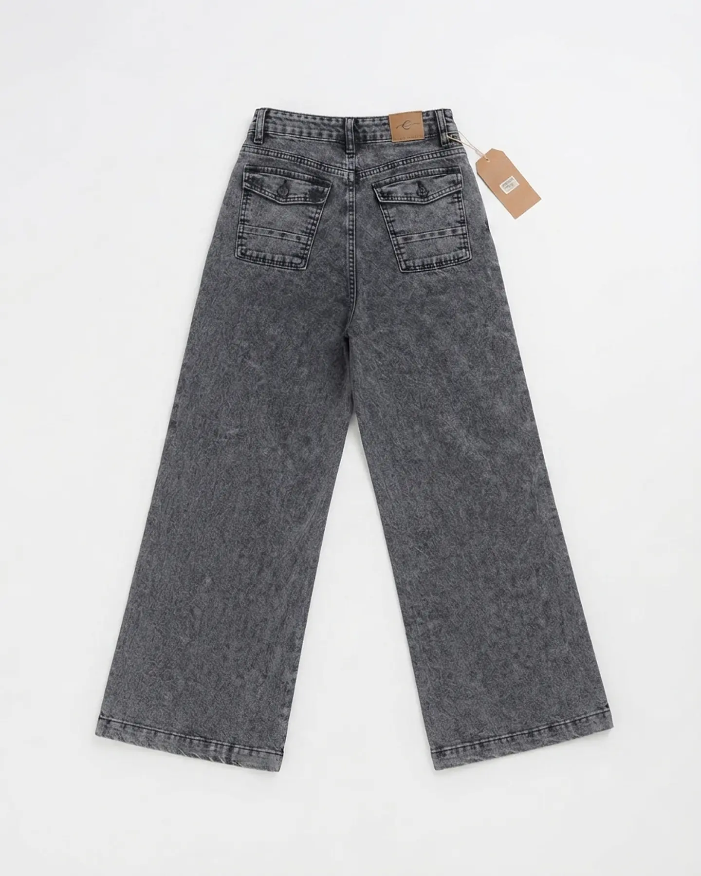 Jeans Palazo Tiro Alto Mujer Gris Grafito Jaspeado 4