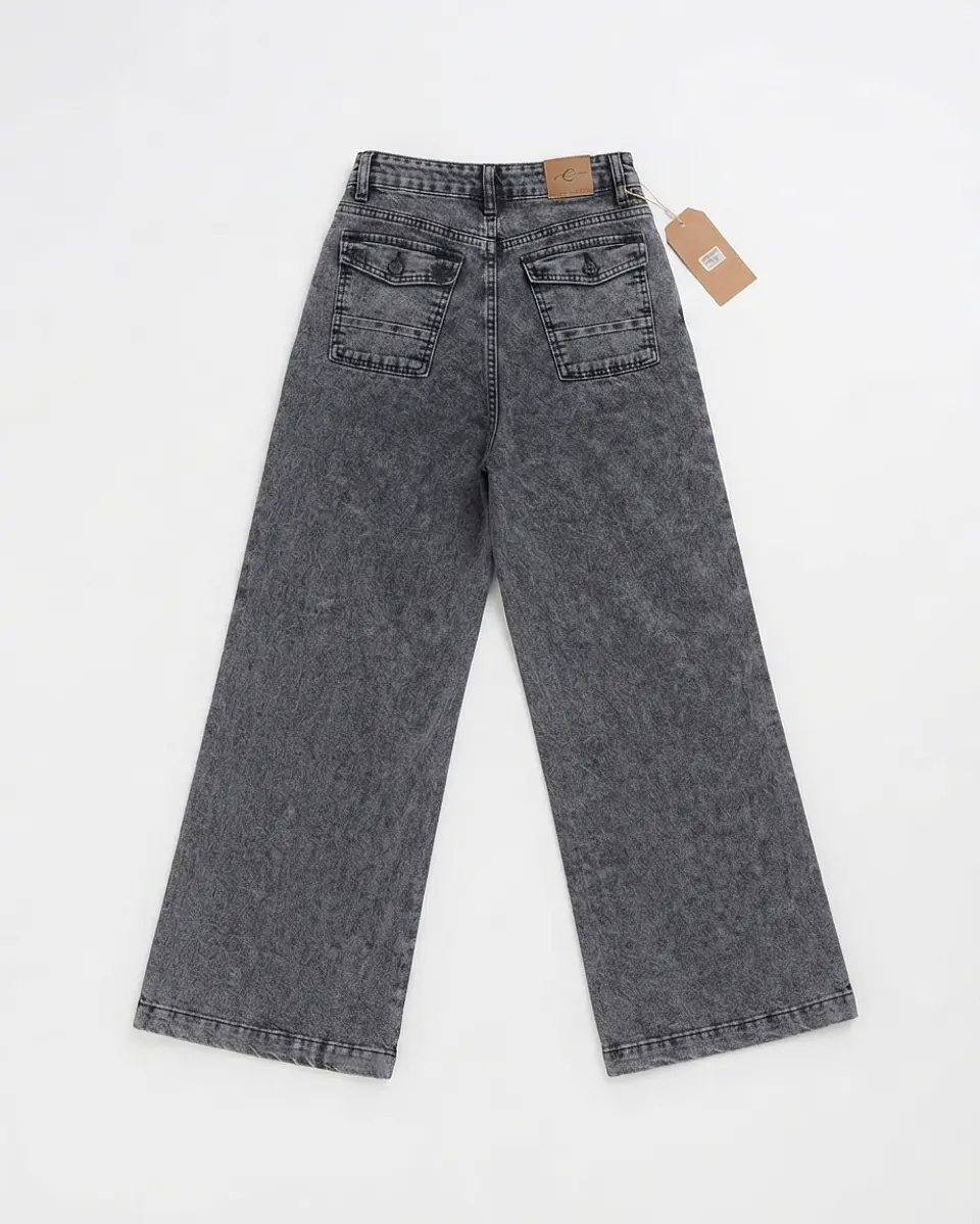 Jeans Palazo Tiro Alto Mujer Gris Grafito Jaspeado 4