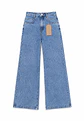 Jeans Palazo Wide Leg Mujer Tiro Alto Azul Nevado - Miniatura 3